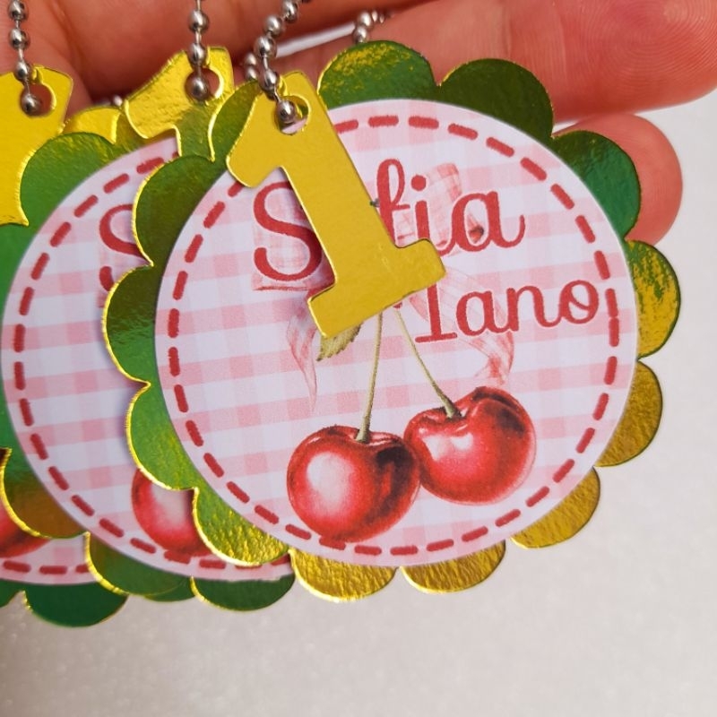 Tag Personalizada CEREJINHA/Lembrancinhas 6x6cm/ Apliques/Aniversário/ Brindes