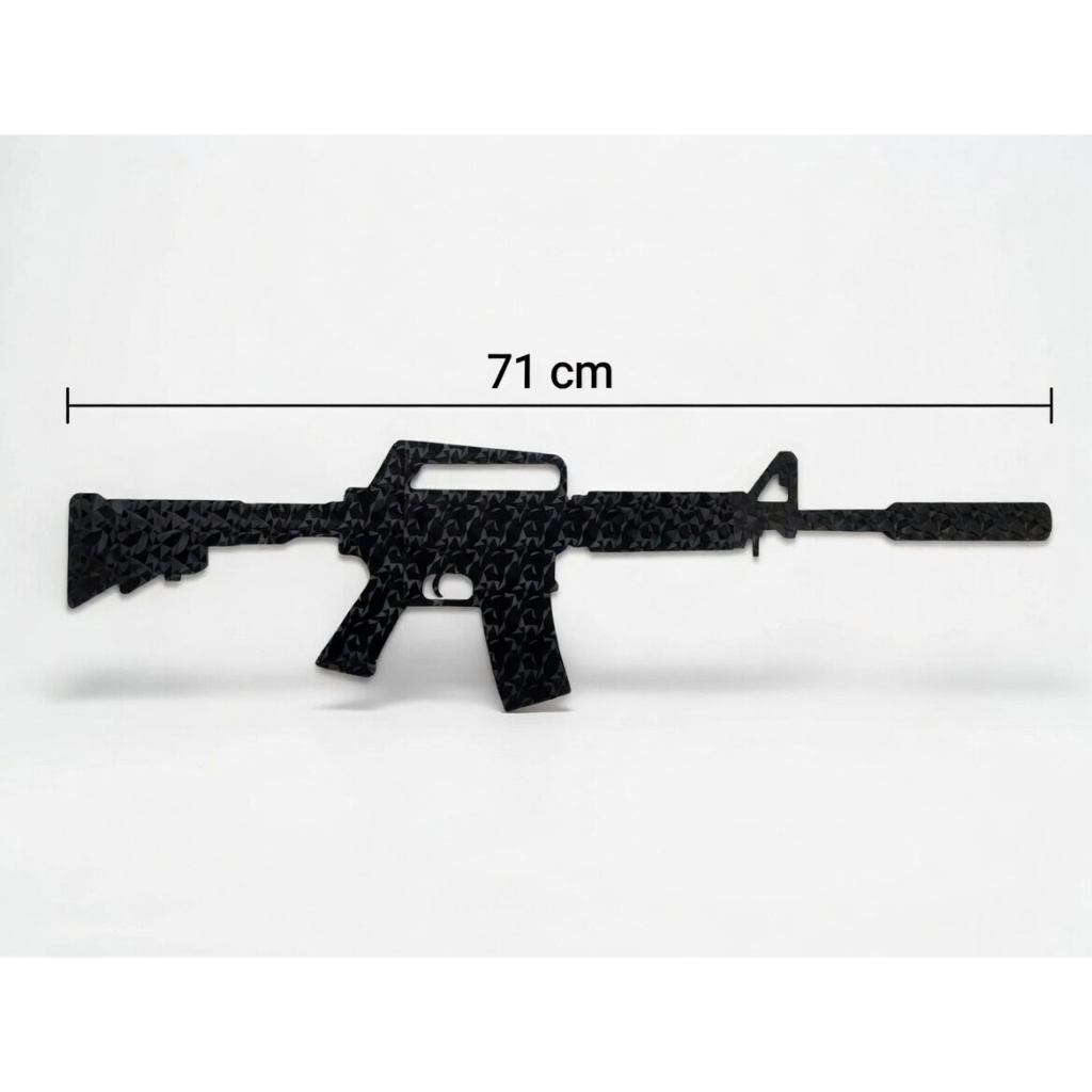 Quadro Decorativo M4A1-S CS GO Gamer | Arte de Parede Preta 71cm | Decoração Gamer Efeito Carbono