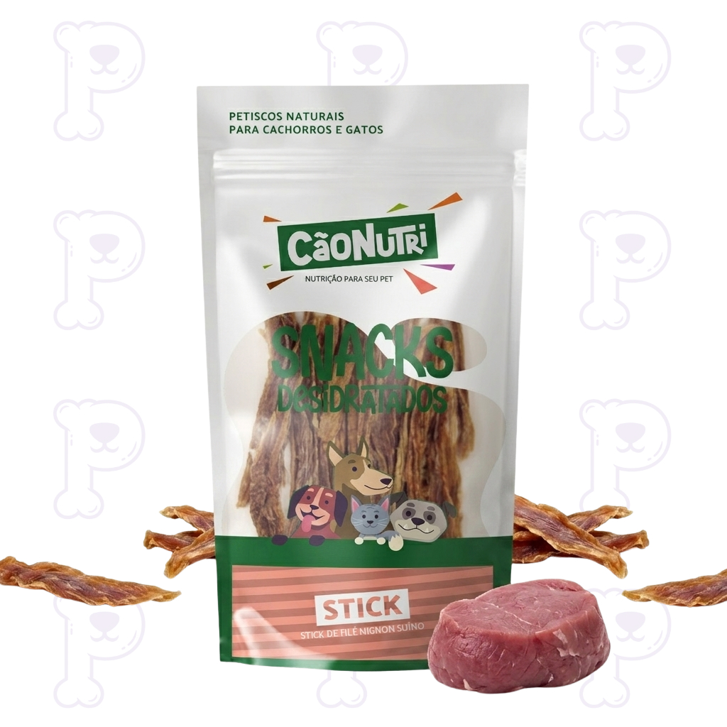 Petisco Natural Stick Filé Mignon Suíno 60g CãoNutri - Treino e Adestramento Positivo Cães e Gatos