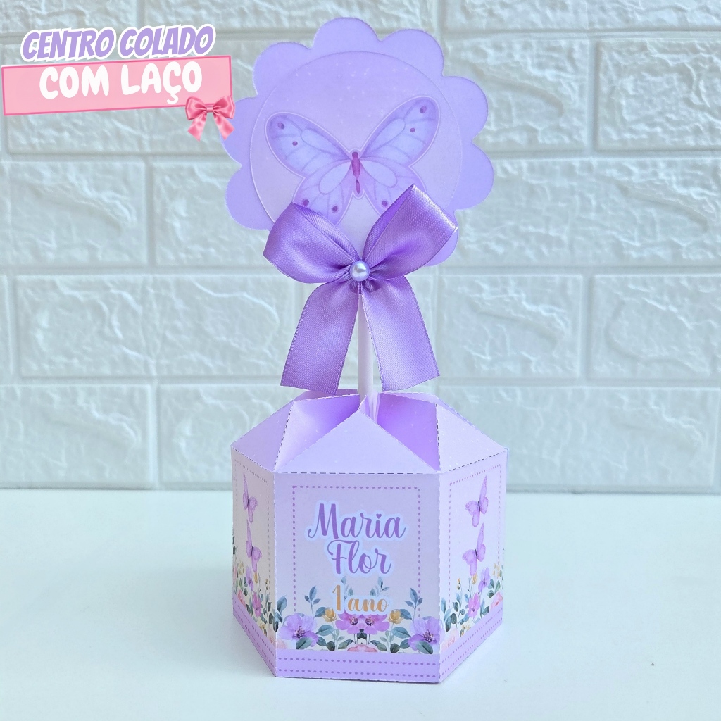 Centro de Mesa Borboleta Lilás | Personalizados Jardim Das Borboletas | Lembrancinha | Aniversário