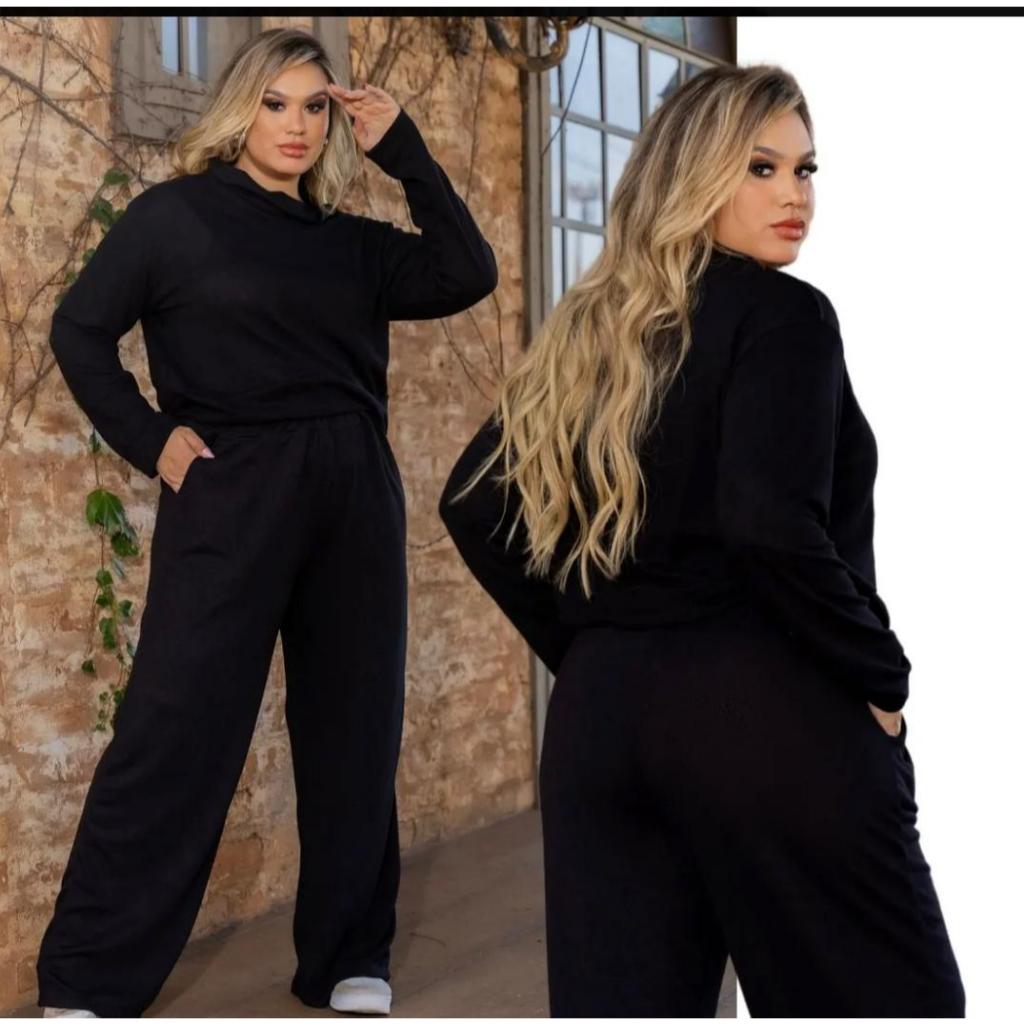Conjunto Feminino Inverno Lanzinha 2 peças Calça Cordão E Blusa Manga Longa