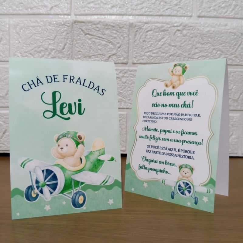 Centro de Mesa Chá de Bebê Ursinho Baloeiro – Plaquinha de Agradecimento Personalizada | Chá Fraldas | Enfeites de mesa
