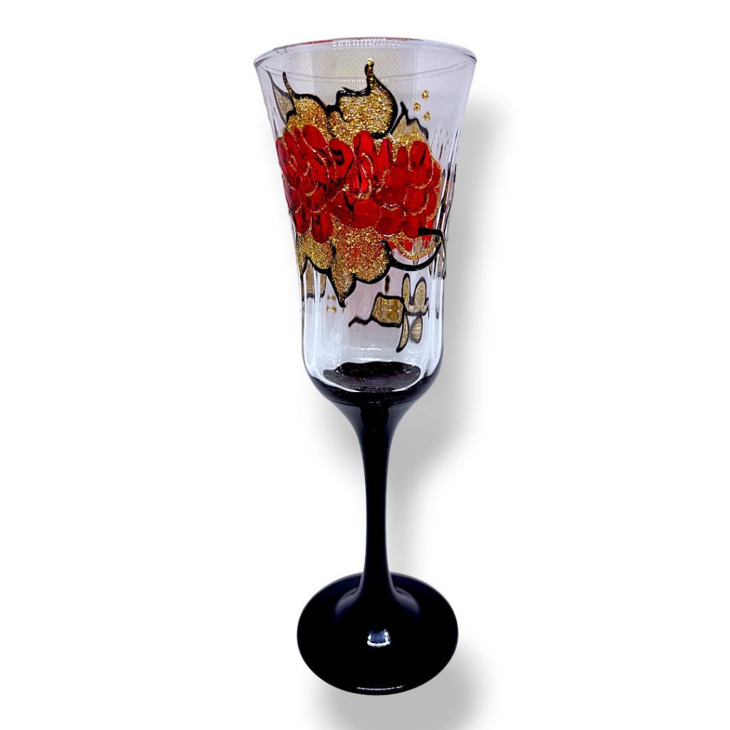 Taça Lírio Pomba Gira Maria Padilha Rosa Caveira Sete Saias Mulambo Vidro Vermelho Dourado Preto Luxo