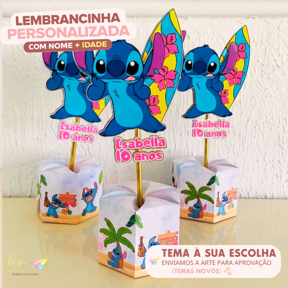 Centro de mesa lilo e stitch | Arranjo de mesa | Enfeite de mesa | Cachepô | Lembrancinha | Festa Infantil
