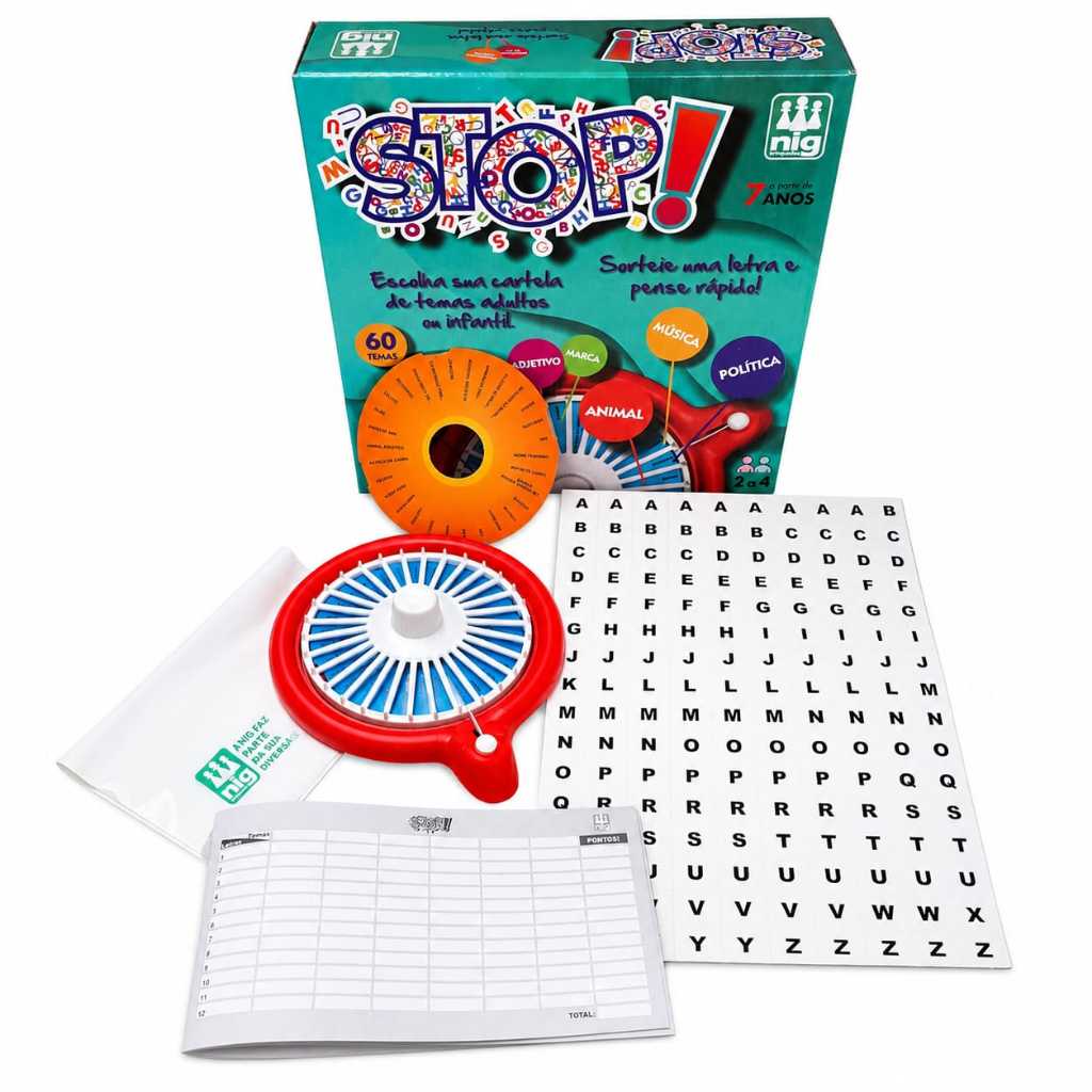 Jogo Stop Com Roleta Brinquedo Palavras Pense Rápido Diversão