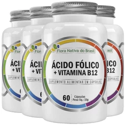 Vitamina B12 Ácido Fólico e Ferro 60 Cápsulas Flora Nativa
