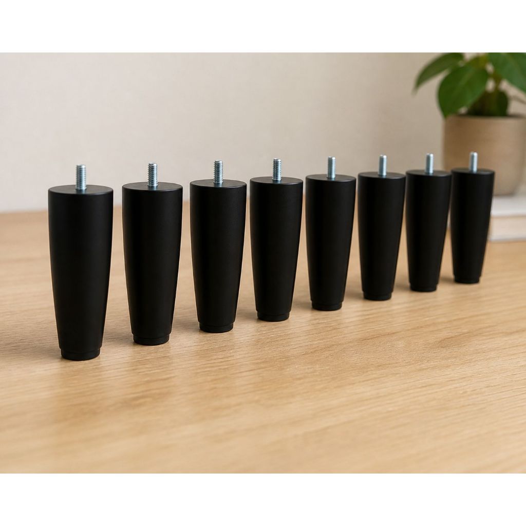 Kit Pés Para Cama box Com 15 Unidades na Cor Preto cônico com 12 cm de altura