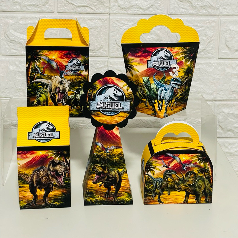 Kit festa personalizada Jurassic Dinossauro, personalizados, lembrancinhas, caixinhas (PEGUE E MONTE)