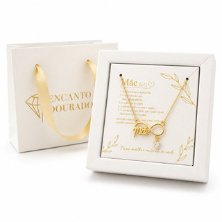 Colar Feminino Mãe Infinito Dourado Especial Com Caixa Perosnalizada