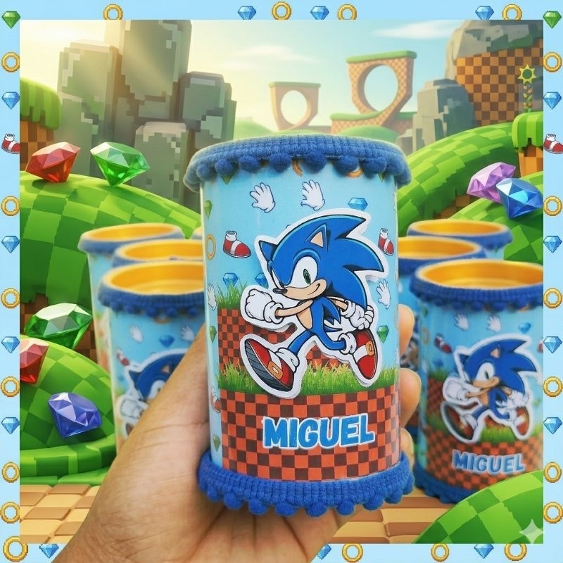 Cofrinhos Luxo Sonic - Personalizados para Lembrancinhas de Aniversário infantil , Lembrancinhas Sonic Luxo menino.