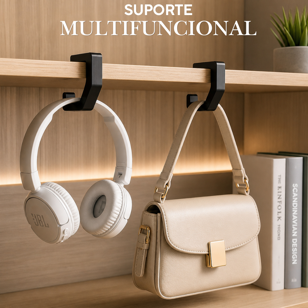 Kit 2 Suportes Ganchos Para Bolsa Mochila Microfone Pendurar Mesa