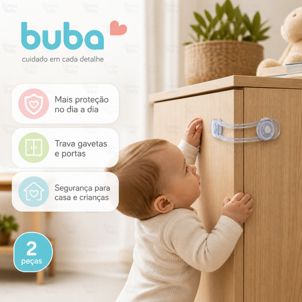 Detalhes do Trava de Segurança Buba Original Multiuso Flexível 2 Peças Infantil