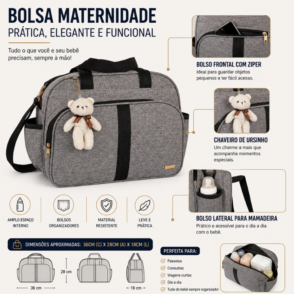 Bolsa Maternidade Bebê Infantil menino menina faixa luxo AMOR