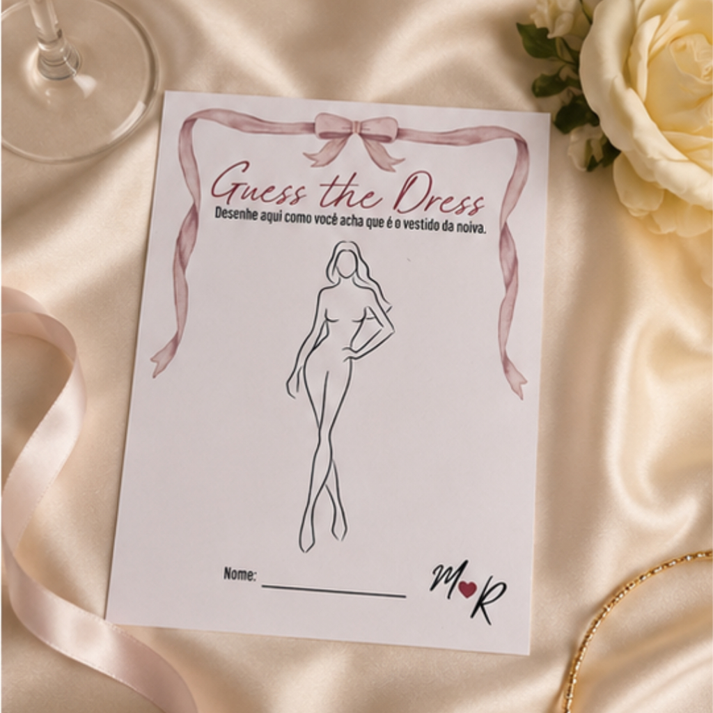 Kit Guess The Dress  - Brincadeira "Adivinhe o Vestido da Noiva" - Despedida de Solteira / Casamento
