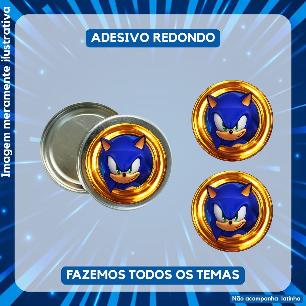 28 Adesivos Sonic Redondo Decoração Festa Aniversário Lembrancinha / Latinha