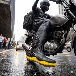 Bota De Pvc Cano Longo De Segurança Impermeável Com Forro Solado Resistente Protege Motosafe