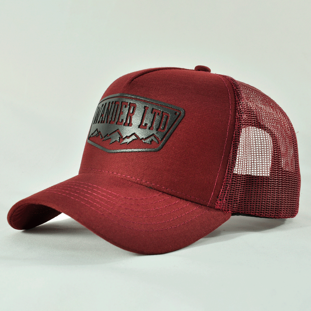 Boné Mants Wander LTD Masculino Trucker Bordô Tela Aba Curva Streetwear Urbano Moda Estilosa Premium
