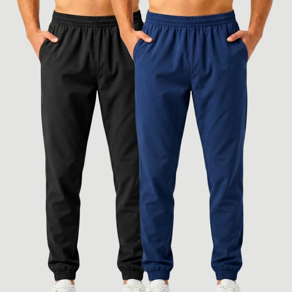 Kit com 2 Calça Tactel Elastano Masculina Jogger Esportiva treino academia Slim