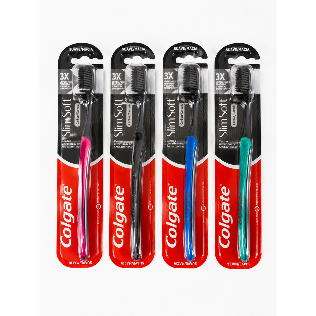 4 unidades Escova Dental Colgate SlimSoft Carvão Ultra Macia- Cor Sortida- PROMOÇAO-MELHOR PREÇO