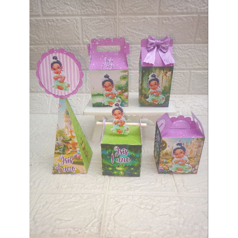 kit Caixas Personalizadas Princesa Tiana Baby - Lembrancinhas Festa infantil 15 a 50 peças Pré - montadas
