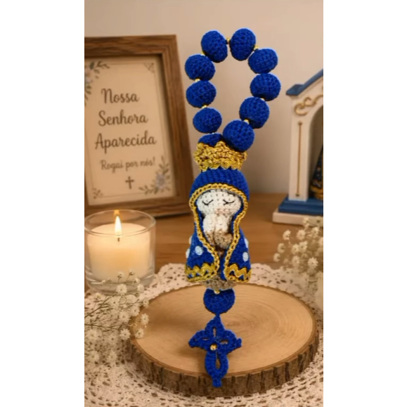 Terço Nossa Senhora em Crochê Amigurumi. Fazemos outros modelos também.