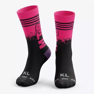 Meia de Ciclismo Feminino MTB Rosa com Listras Ciclistas Bike Feminina Meião