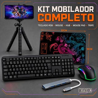 Kit Gamer Mobilador com Teclado Mouse e Pad Estampado Speed Tripe Completo