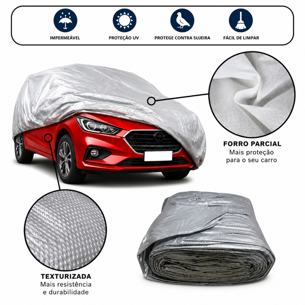 Capa de Cobri Carro Impermeável Proteção Solar e Chuva Imperio Car