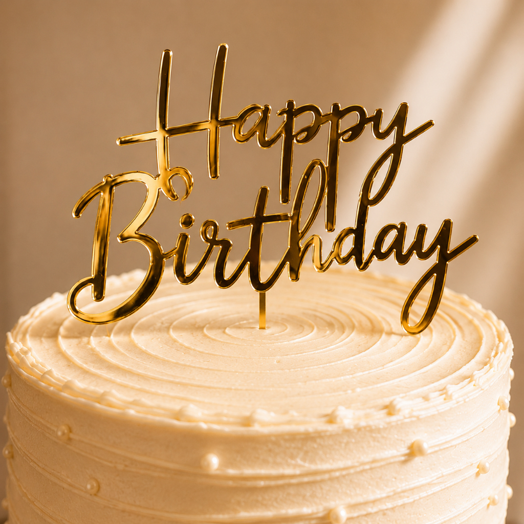 Kit 10 Topo de Bolo Happy Birthday Papel Laminado Decorativo Para Aniversario