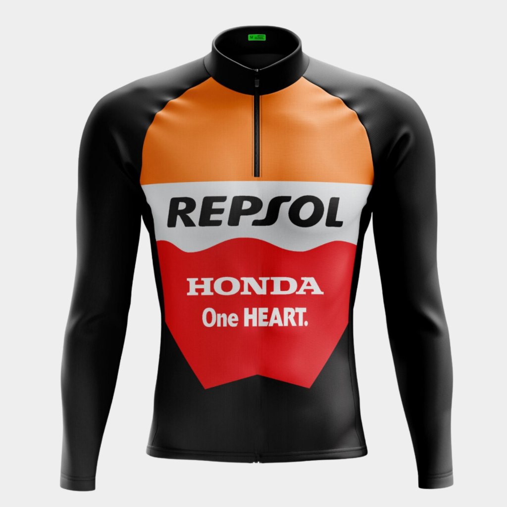 Camisa de Ciclismo Roupa Masculina Repsol Camiseta Frio Manga Longa