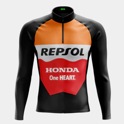 Camisa de Ciclismo Roupa Masculina Repsol Camiseta Frio Manga Longa