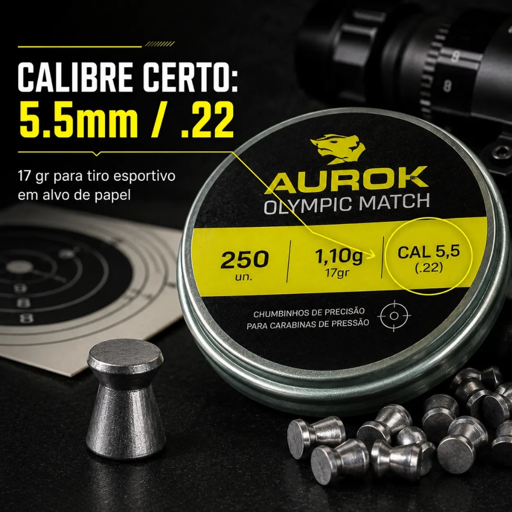 Chumbinho Olympic Match 5.5mm 1,1g 17gr 250un - Aurok · foto 2
