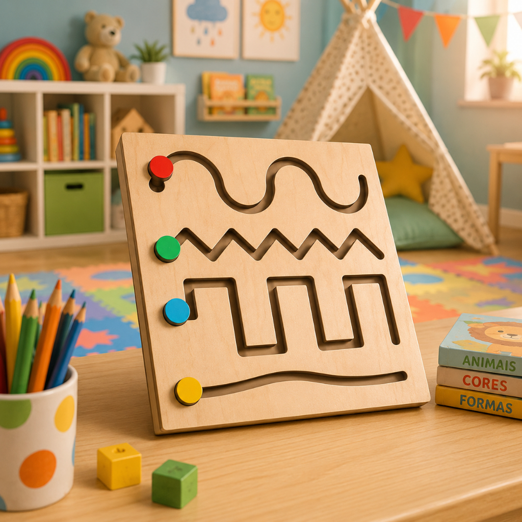 Labirinto Painel de Curvas Sensorial Motor Pedagógico Educativo Autismo Idosos Idosos e Crianças