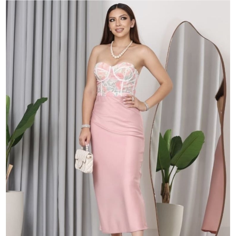 Saia Midi Cetim Feminina Elegante com Elástico no Cós — imagem 2 de 2