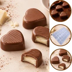 1~5 Forma BWB Simples Semiprofissional, Alto Rendimento Doces Finos Chocolates Cód. 3556 - SP Coração Riscado (CHOCO)