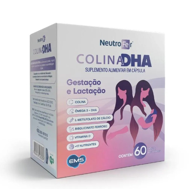 Neutrofer Colina DHA para Gestantes 60 Cápsulas | Ômega 3, Vitamina D e Ferro