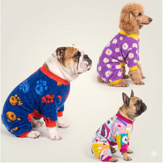 Um Macacão PET Soft ESTAMPAS SORTIDAS  Cachorro Inverno Frio Quente manga