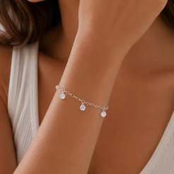 Pulseira de Aço Inox Feminina de Coração Entrelaçado com Pedra de Zircônia