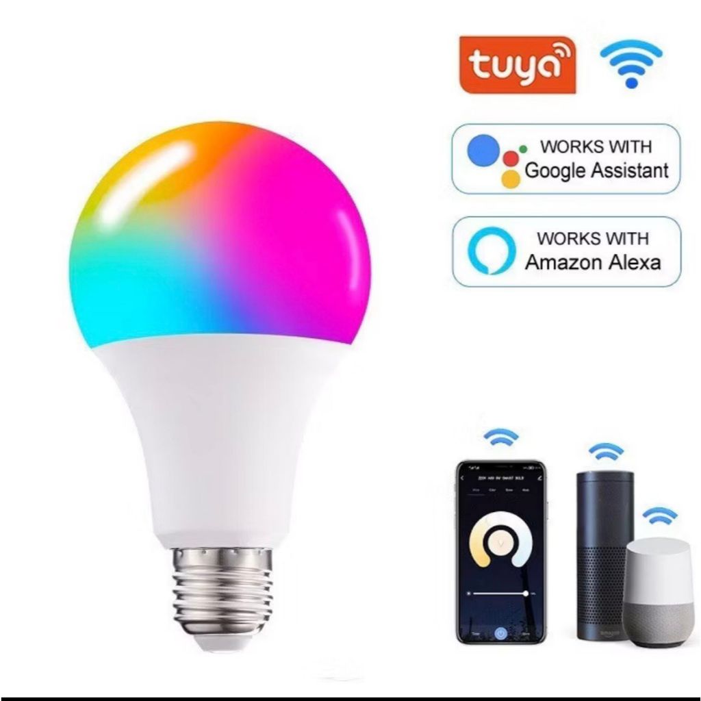 Lâmpada Inteligente Wi-Fi RGB Alexa Google Assistente E27 10W Tuya