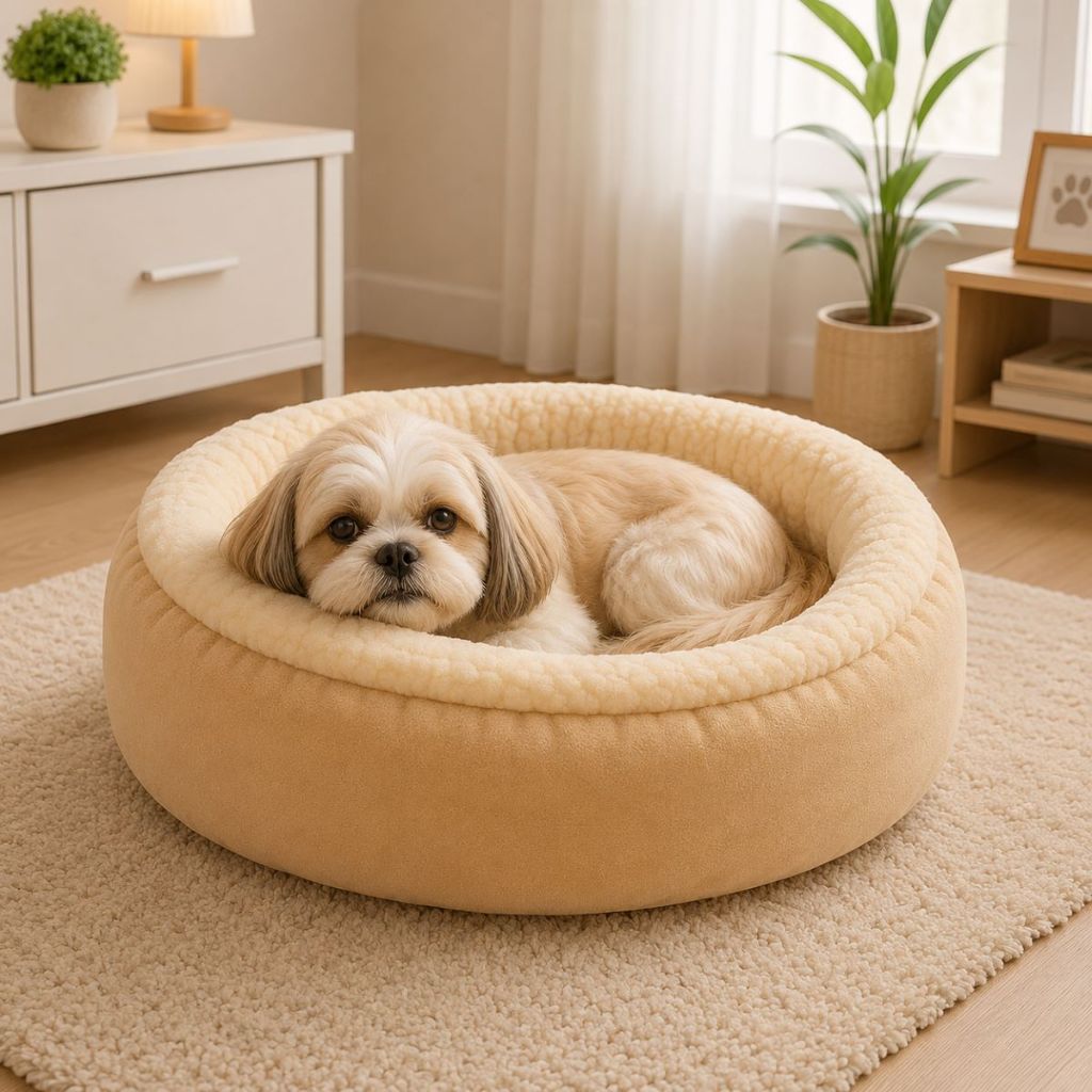 Cama para Cachorro Redonda Caminha Pet Pelucia 30 cm x 30 cm Sherpa Quentinha Macia Cães Gatos