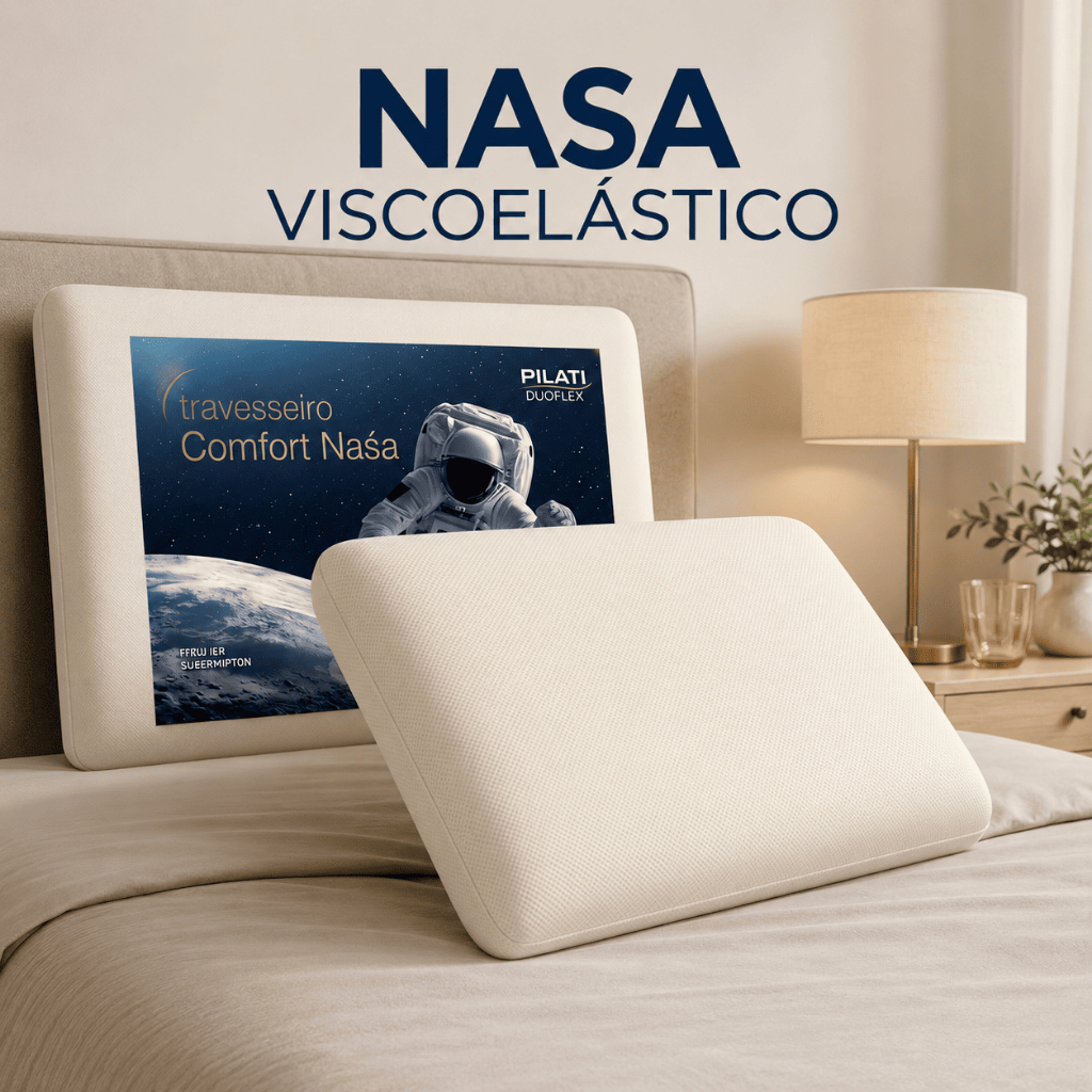 TRAVESSEIRO NASA COMFORT 01 PÇ VISCOELASTICO ANTIALERGICO MACIO ORTOPÉDICO RESPIRÁVEL