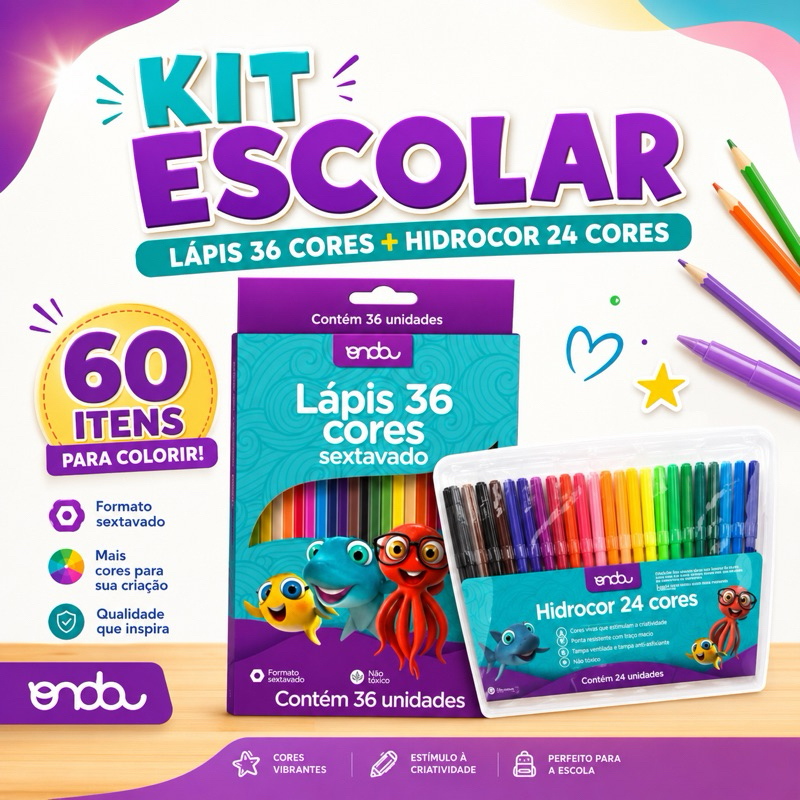 Kit Lápis 36 Cores + Canetinhas 24 para Colorir-Onda Pro