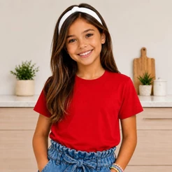 Camiseta Infantil Lisa 100% Algodão juvenil criança blusa Tamanho 2 ao 14 várias cores