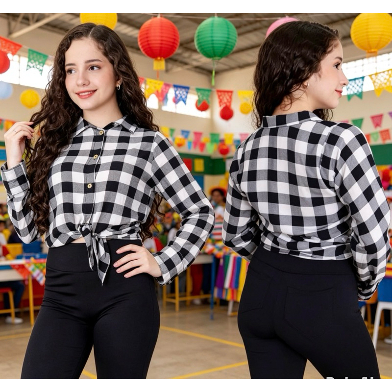 Camisa Xadrez Infantil e Juvenil em Viscose para Festa Junina ,