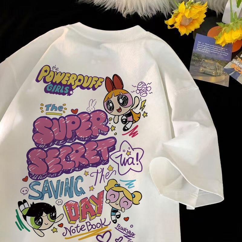 Camiseta Oversized Feminina Meninas Superpoderosas Kawaii Streetwear Tumblr Algodão