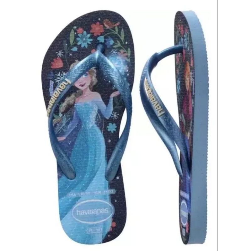 Chinelo Havaianas Infantil Original Personagens Princesas Antiderrapante Confortável feminino.