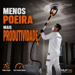 Lixadeira de Parede e Teto Menegotti MLP750 LED Extensível C/ Aspiração Bolsa e Coletor de Poeira