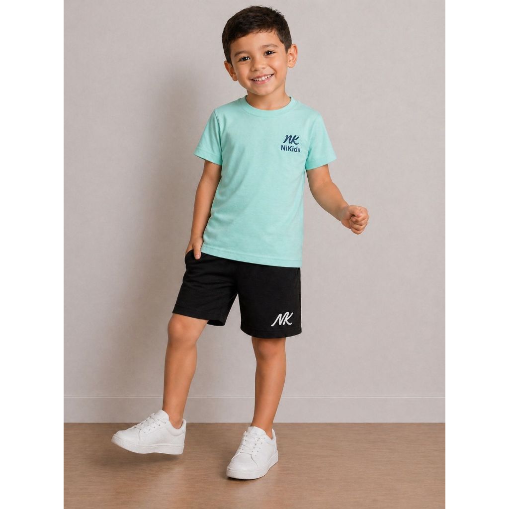 Roupa infantil menino conjunto bermuda e camisa verao