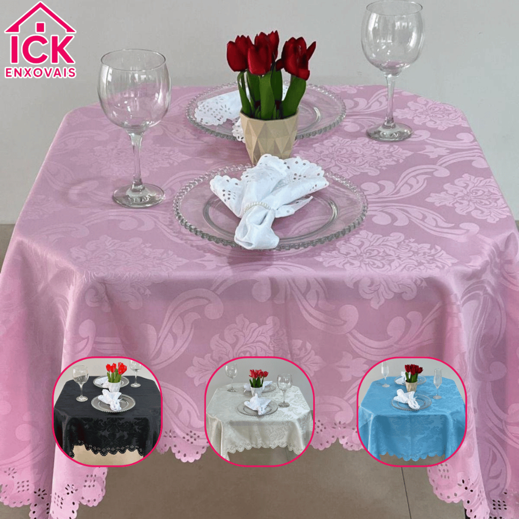 Toalha de Mesa Jacquard 4 Lugares 1,40 x 1,50 Mesa Cozinha Decoração Cores Variadas Floral