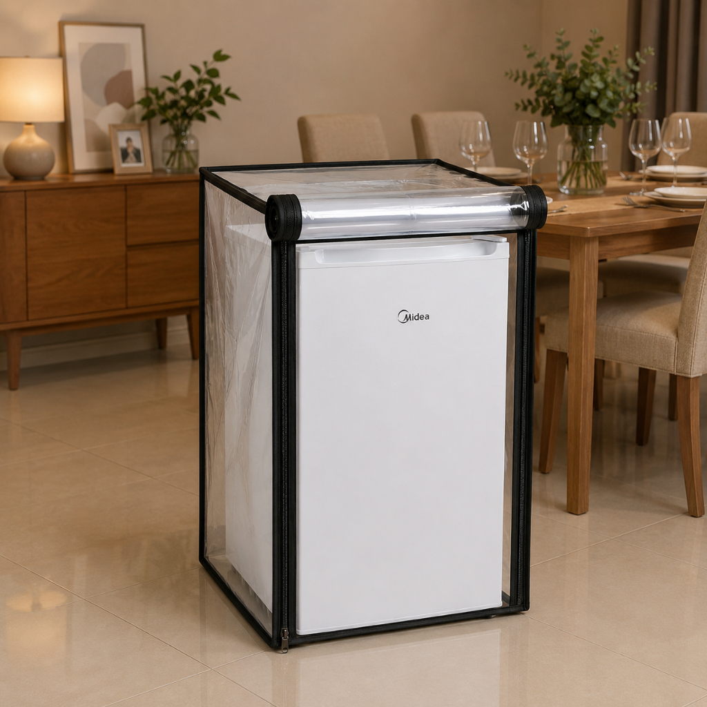 Capa Para Frigobar Midea Não Inverter 124L -Pvc Transparente